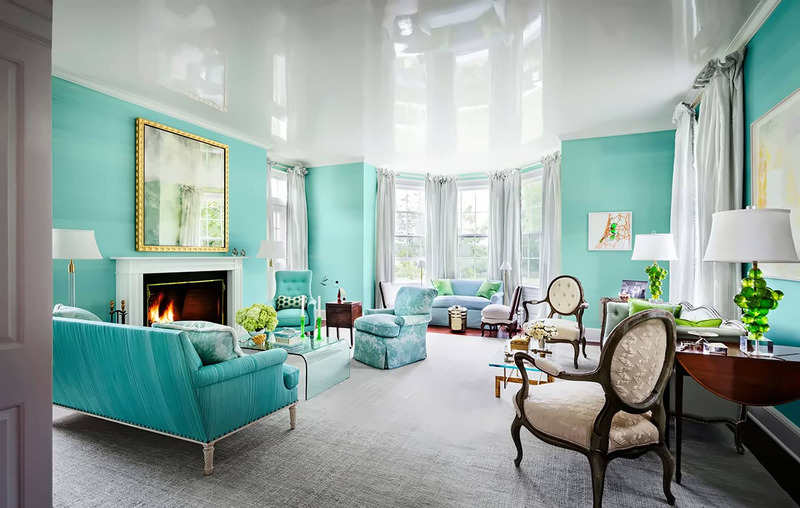 Màu sơn nhà phòng khách xanh ngọc đẹp